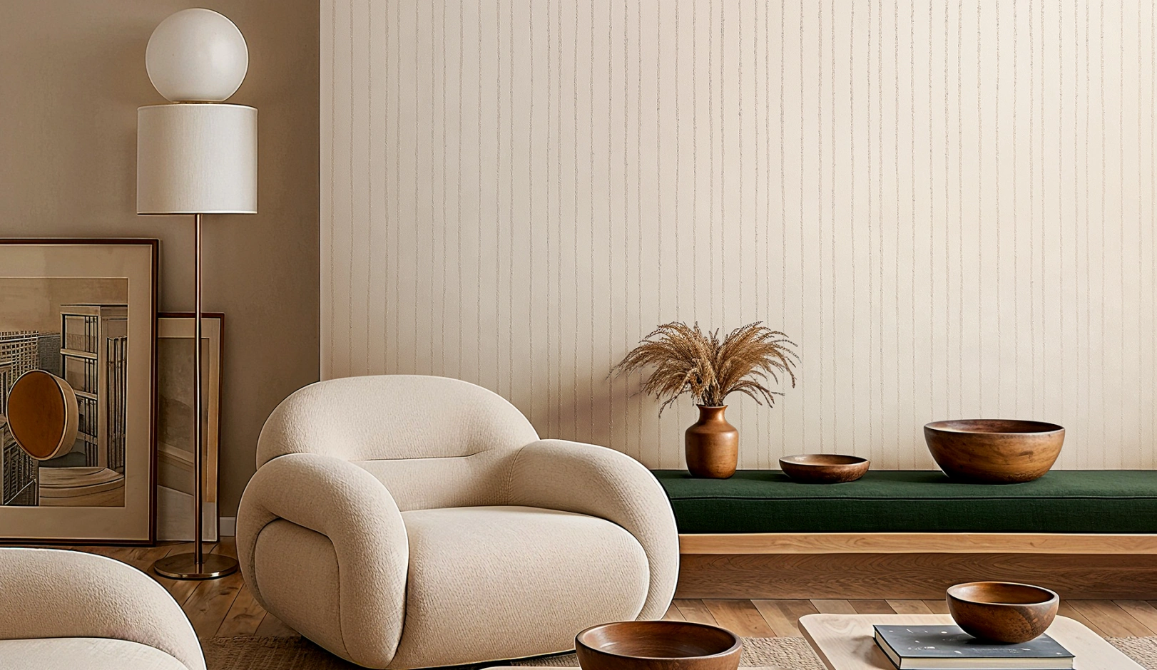 White wallpaper with vertical texture